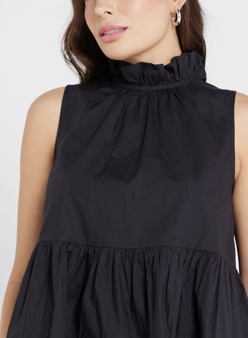 High Neck Ruched Waist Top