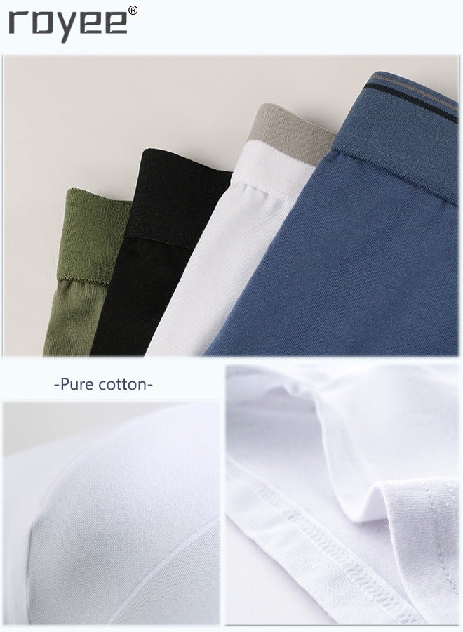 3Pack Pure cotton of Men's underwear，Mid rise flat angle pants, knitted pure cotton for comfortable and breathable underwear