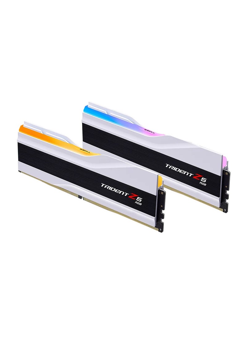 G.Skill Trident Z5 RGB 64GB (32GB x2) DDR5 Dual Channel Desktop Memory, 6000 Mhz Memory Speed, CL30 CAS Latency, Intel XMP 3.0, 288-Pin, 1.40V, White | F5-6000J3040G32GX2-TZ5RW