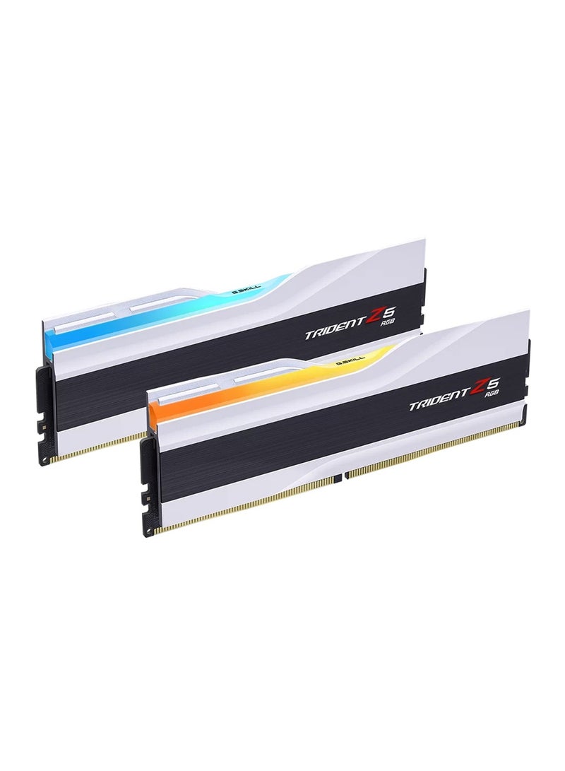 G.Skill Trident Z5 RGB 64GB (32GB x2) DDR5 Dual Channel Desktop Memory, 6000 Mhz Memory Speed, CL30 CAS Latency, Intel XMP 3.0, 288-Pin, 1.40V, White | F5-6000J3040G32GX2-TZ5RW