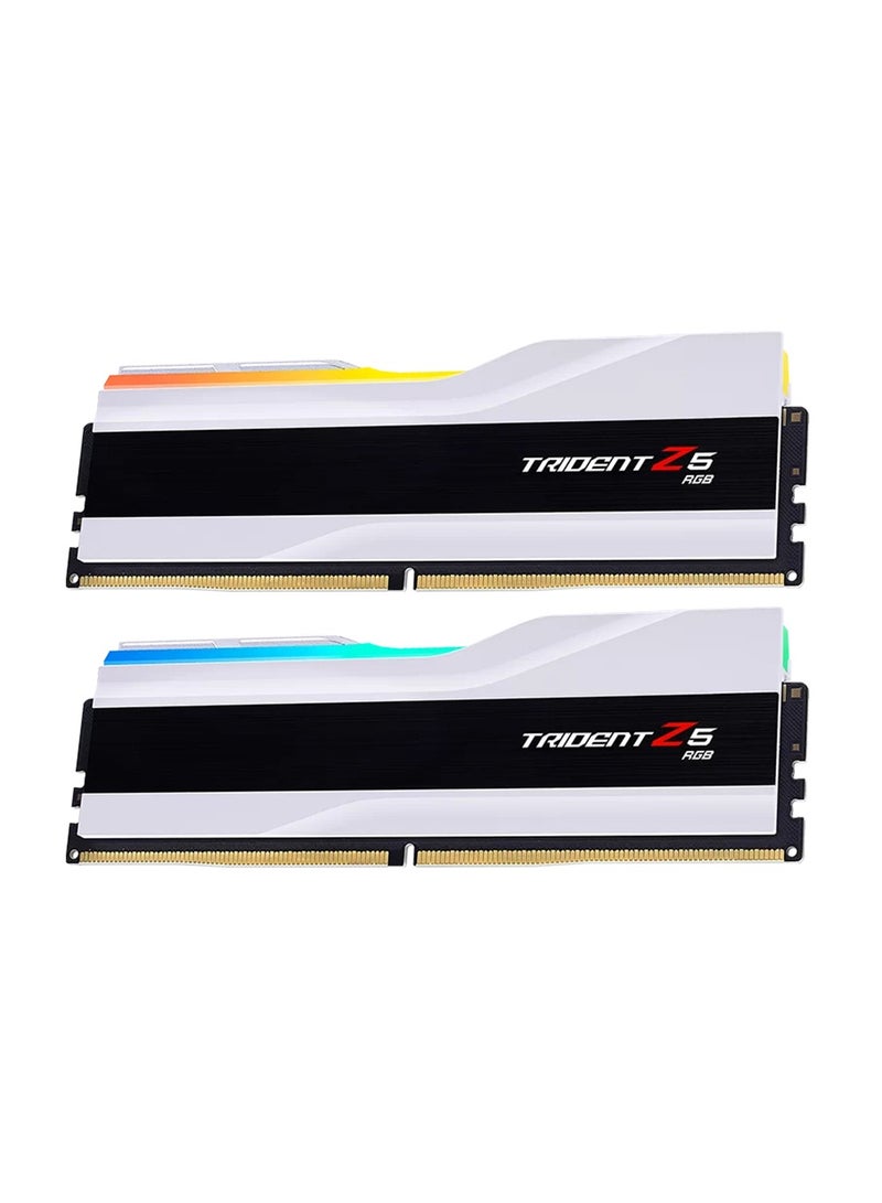 G.Skill Trident Z5 RGB 64GB (32GB x2) DDR5 Dual Channel Desktop Memory, 6000 Mhz Memory Speed, CL30 CAS Latency, Intel XMP 3.0, 288-Pin, 1.40V, White | F5-6000J3040G32GX2-TZ5RW