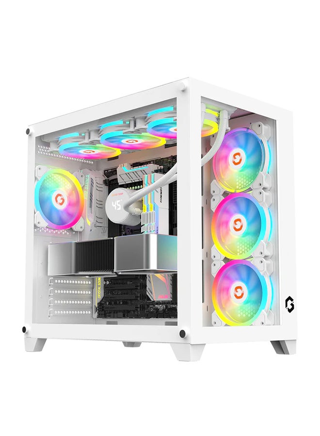 Emperor Artic Series Mid Tower Gaming Case - ARGB+Remote, 7 Fans Case White