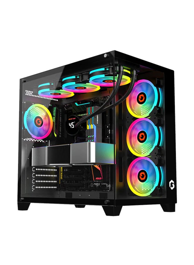 Emperor Midnight Series Mid Tower Gaming Case - ARGB+Remote, 7 Fans & type-c Case Black