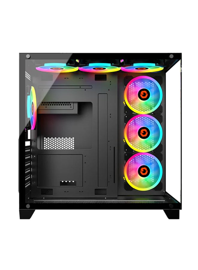 Emperor Midnight Series Mid Tower Gaming Case - ARGB+Remote, 7 Fans & type-c Case Black