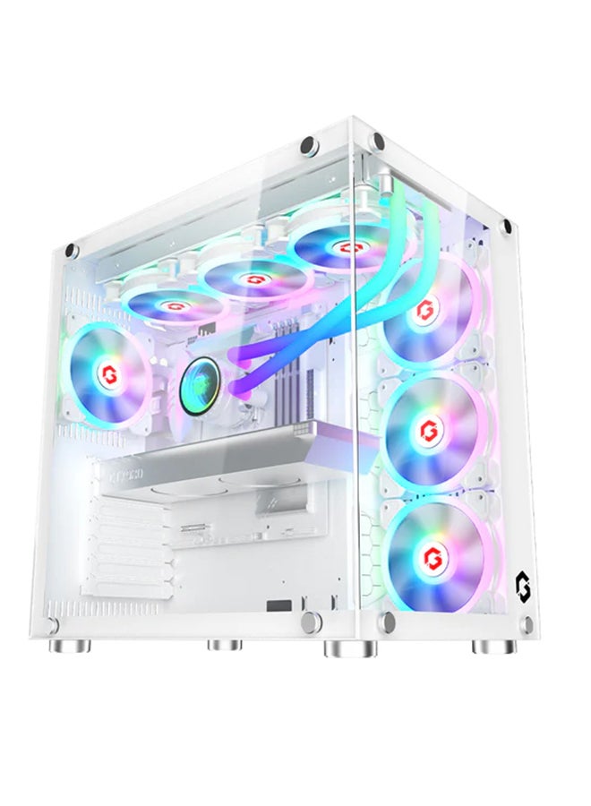 Emperor Arctic II Series Mid Tower Gaming Case - ARGB+Remote, 7 Fans Case White