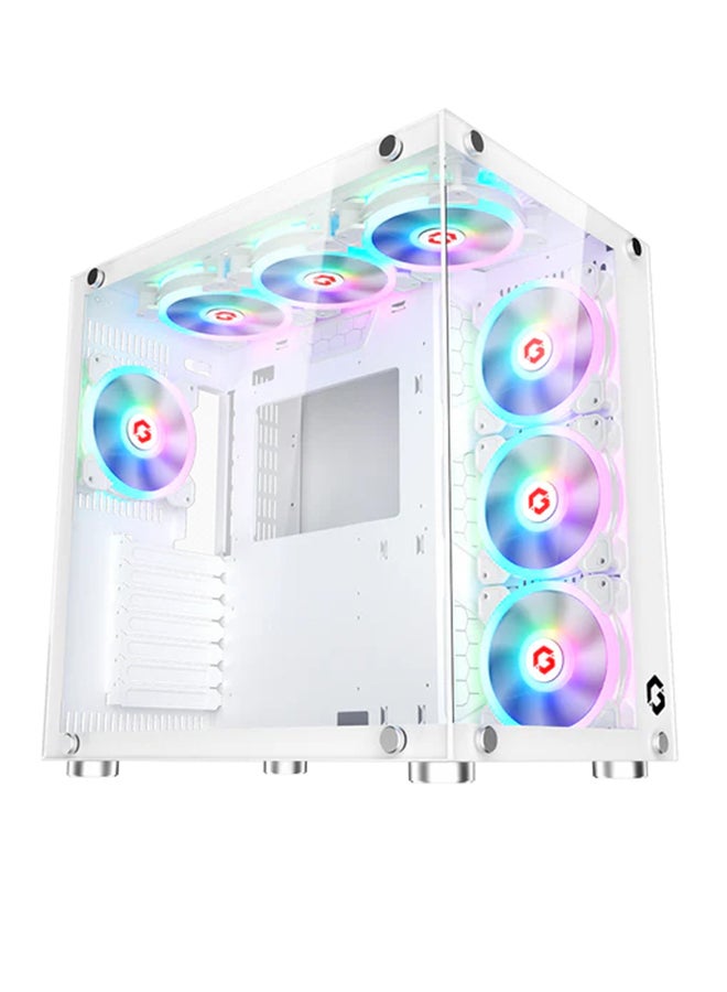 Emperor Arctic II Series Mid Tower Gaming Case - ARGB+Remote, 7 Fans Case White