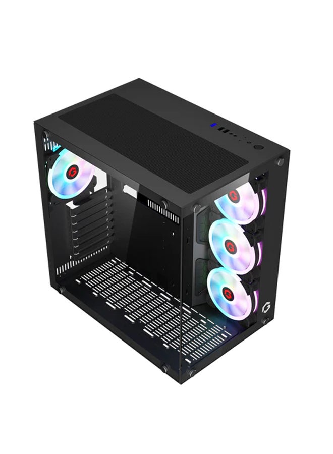 Emperor Midnight II Series Mid Tower Gaming Case - ARGB+Remote, 7 Fans Case Black