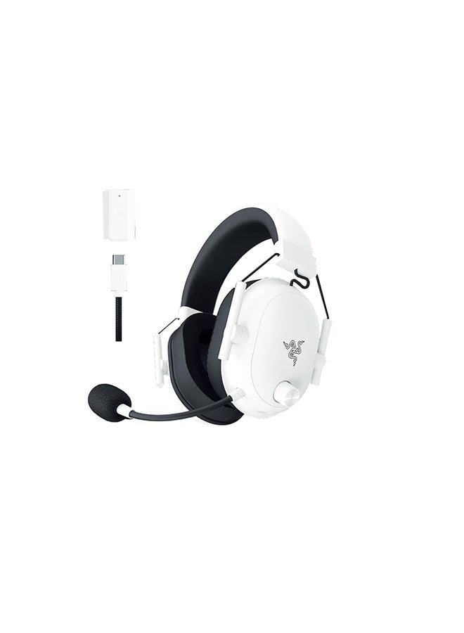 Razer BlackShark V2 HyperSpeed Wireless Gaming Headset, 280g Lightweight, THX Spatial Audio, Bendable Mic, 50mm Drivers, 2.4GHz, Bluetooth or USB, 70 Hr Battery w/USB Type C Charging - White Edition