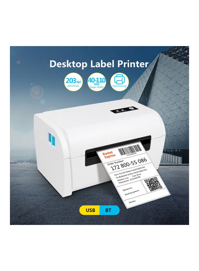 Thermal Label Printer USB BT Connection White