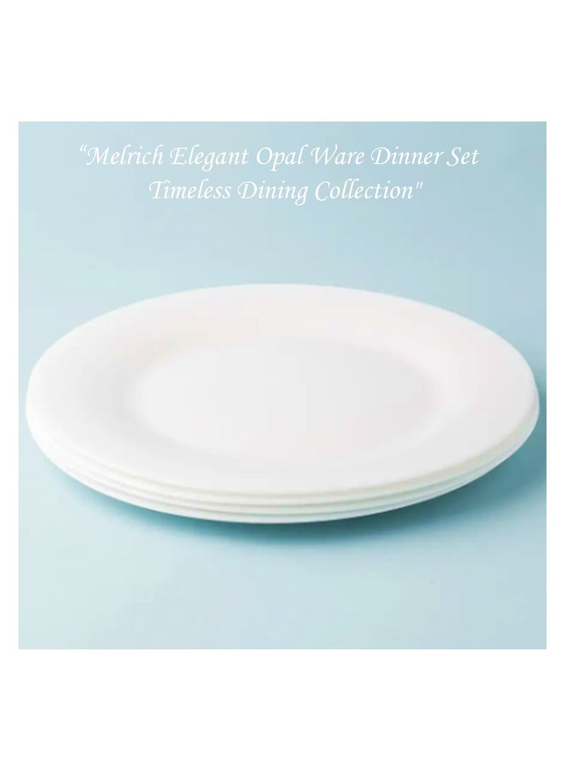 Melrich 12 Pcs Opal ware Dinner Set Dishwasher safe Microwave safe Freezer safe Dinner plates Dessert plates Bowls BPA-free