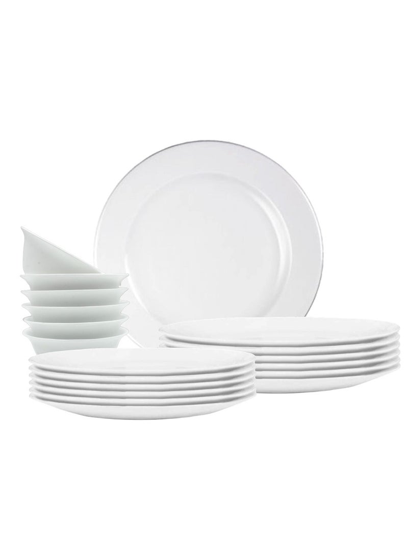 Melrich 12 Pcs Opal ware Dinner Set Dishwasher safe Microwave safe Freezer safe Dinner plates Dessert plates Bowls BPA-free