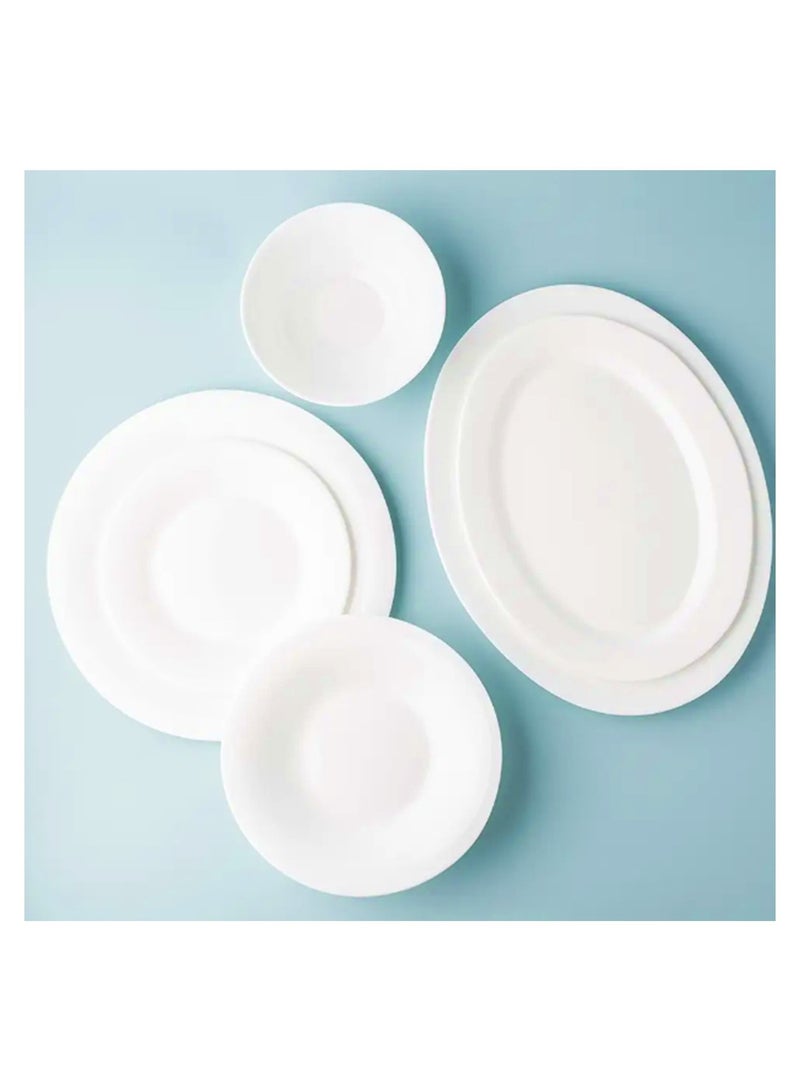 Melrich 12 Pcs Opal ware Dinner Set Dishwasher safe Microwave safe Freezer safe Dinner plates Dessert plates Bowls BPA-free