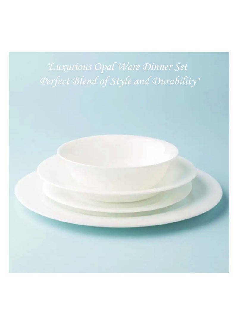 Melrich 20 Pcs Opal ware Dinner set Dishwasher safe Microwave safe Freezer safe 6 Dinner plate 6 Dessert plate 6 Bowl 1 Serving plate 1 Large bowl BPA free