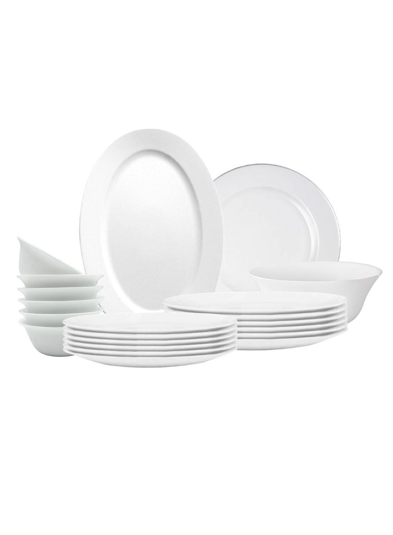 Melrich 20 Pcs Opal ware Dinner set Dishwasher safe Microwave safe Freezer safe 6 Dinner plate 6 Dessert plate 6 Bowl 1 Serving plate 1 Large bowl BPA free