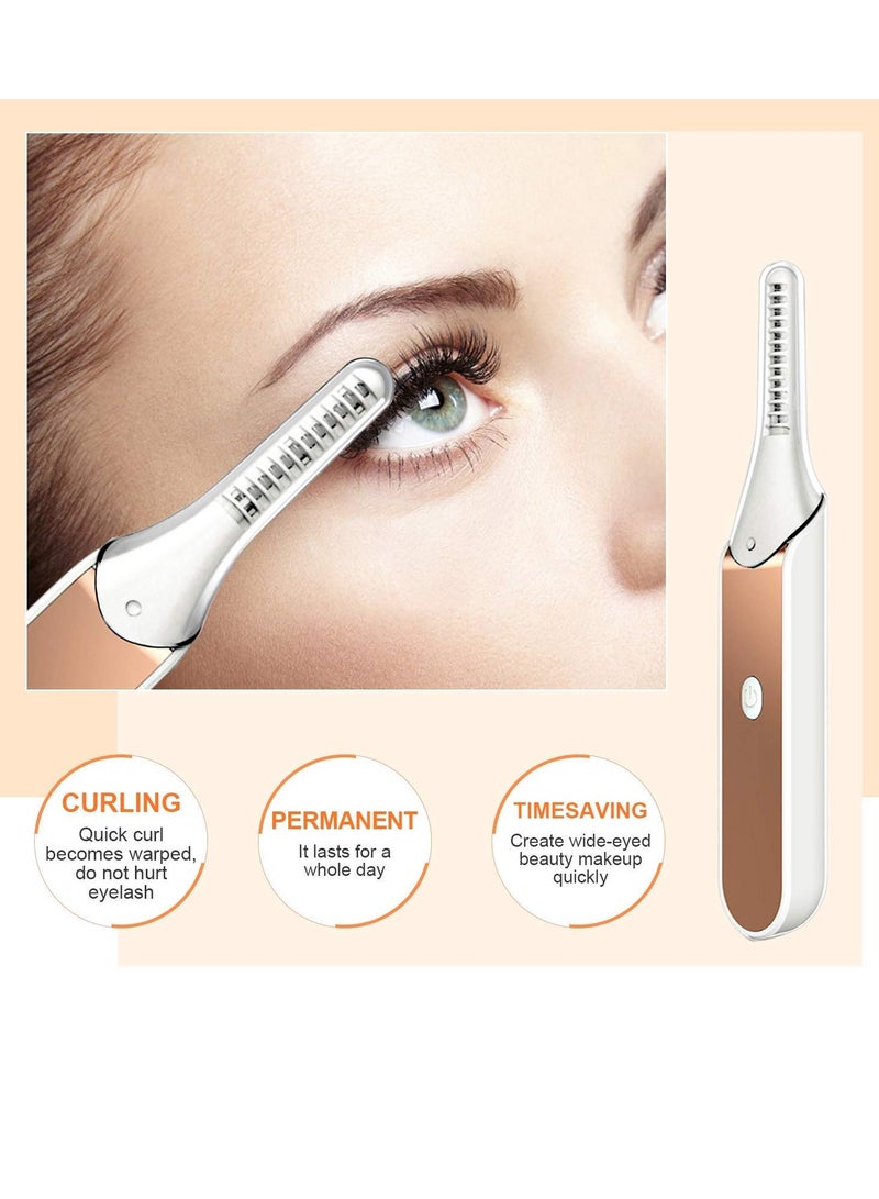 Portable USB Rechargeable Heated Eyelash Curler for Effortless Natural Curls, Long-Lasting and Quick Styling Solution