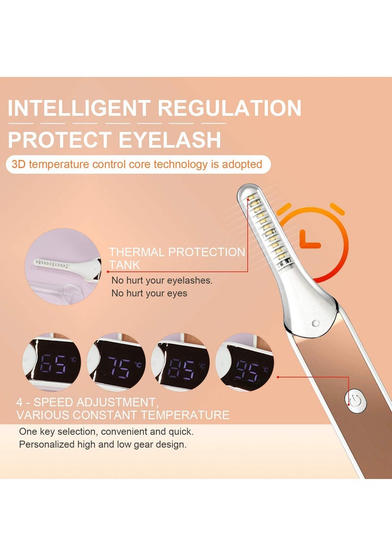 Portable USB Rechargeable Heated Eyelash Curler for Effortless Natural Curls, Long-Lasting and Quick Styling Solution