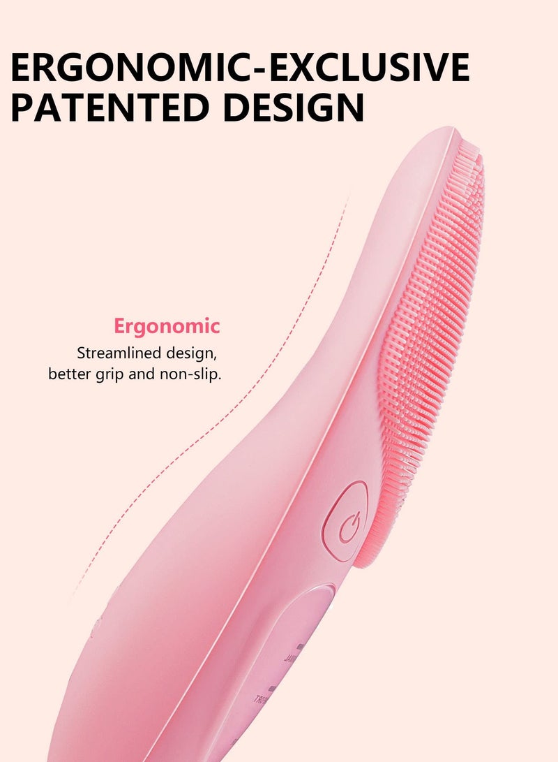 Portable Rechargeable Waterproof Sonic Facial Cleansing Brush, Deep Clean and Exfoliate with Silicone Technology