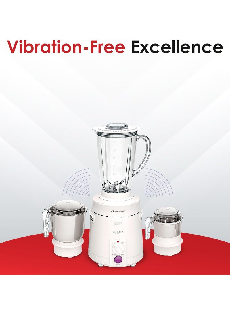 Sujata Supermix 900 Watts Mixer Grinder | 22000 Rotations Per Min | 90 Minutes Continuous Running | 3 Versatile Jars 1750 ml, 1000 ml and 400 ml