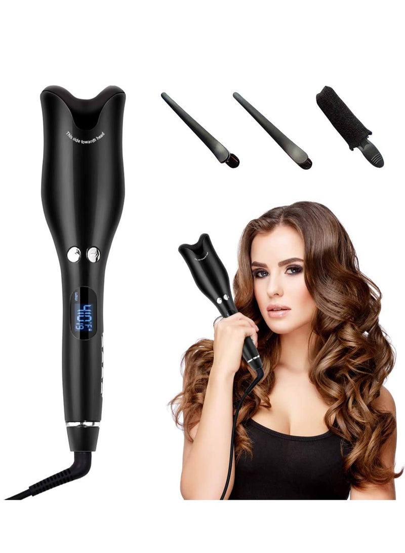 Automatic Curling Iron,  Professional Electric Magic Hair Curler Wand Steam Spiral Hair Curlers Styling Tool with LCD Display Adjustable Temperature for Women Long Hair