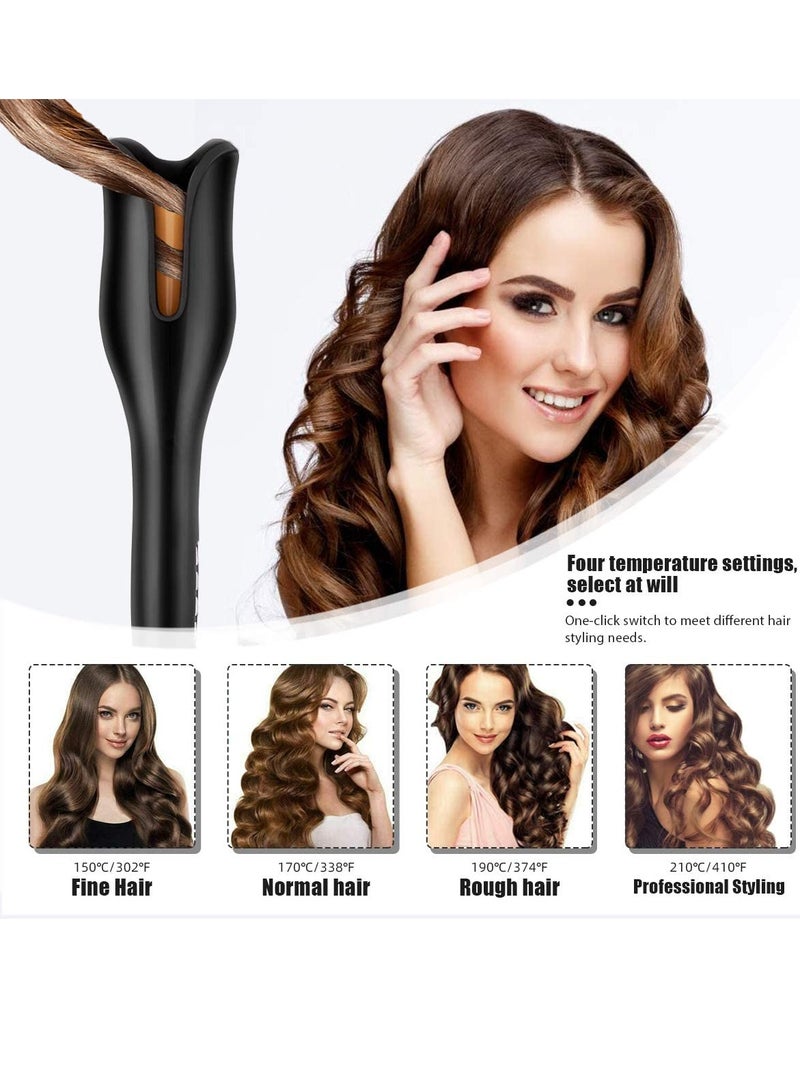 Automatic Curling Iron,  Professional Electric Magic Hair Curler Wand Steam Spiral Hair Curlers Styling Tool with LCD Display Adjustable Temperature for Women Long Hair