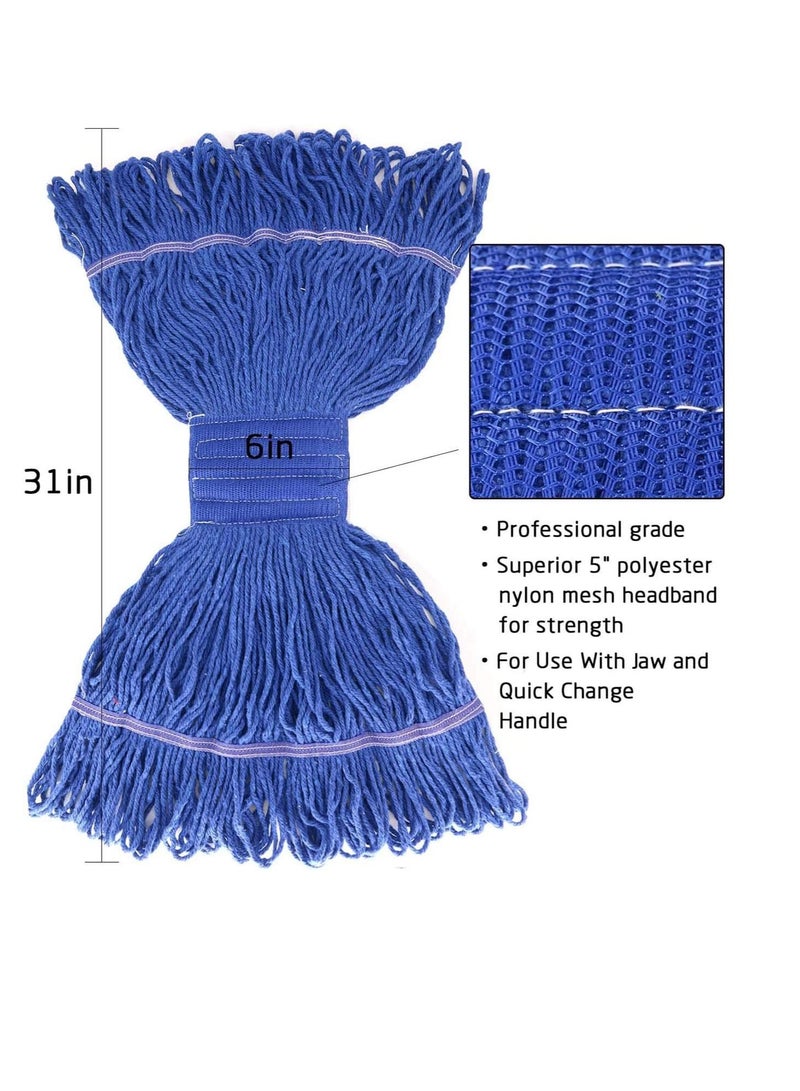 Ocedar Sponge Mop Refill Loop-End Cotton String Mop Head, Heavy Duty String Mop Refills, 6 Inch Headband, Mop Head Replacement for Home, Industrial and Commercial Use (Blue)