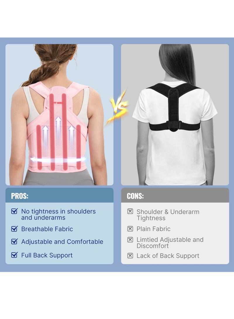 Back Brace and Posture Corrector for Women and Men Back Straightener Posture Corrector Scoliosis and Hunchback Correction Back Pain Spine Corrector Support Adjustable Posture Trainer Pink  S