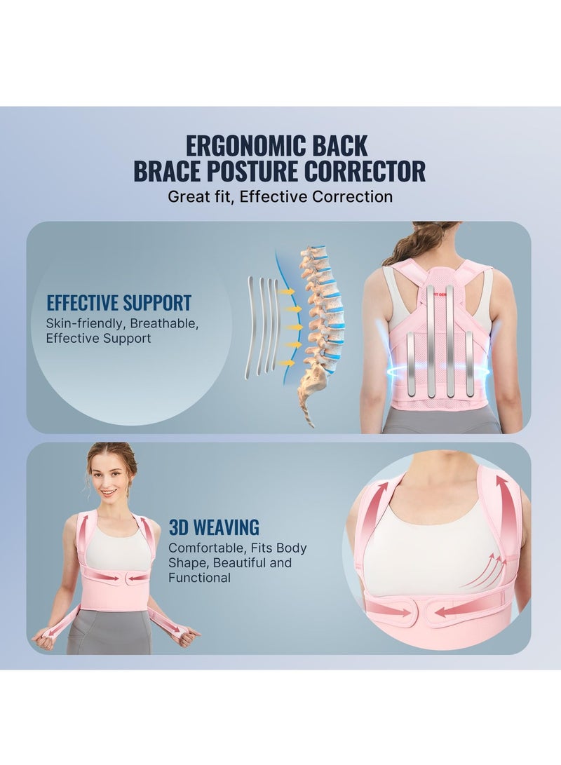 Back Brace and Posture Corrector for Women and Men Back Straightener Posture Corrector Scoliosis and Hunchback Correction Back Pain Spine Corrector Support Adjustable Posture Trainer Pink  S