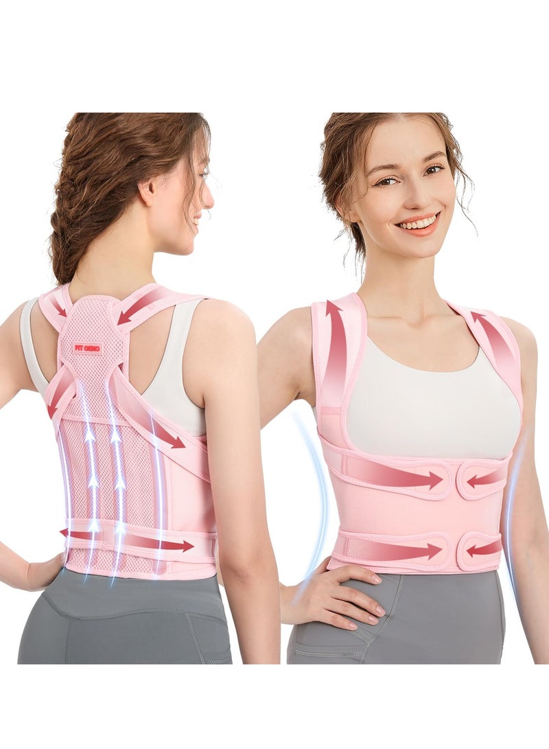 Back Brace and Posture Corrector for Women and Men Back Straightener Posture Corrector Scoliosis and Hunchback Correction Back Pain Spine Corrector Support Adjustable Posture Trainer Pink  S