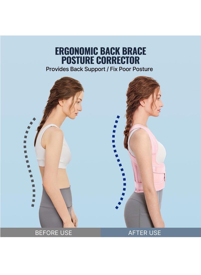 Back Brace and Posture Corrector for Women and Men Back Straightener Posture Corrector Scoliosis and Hunchback Correction Back Pain Spine Corrector Support Adjustable Posture Trainer Pink  S