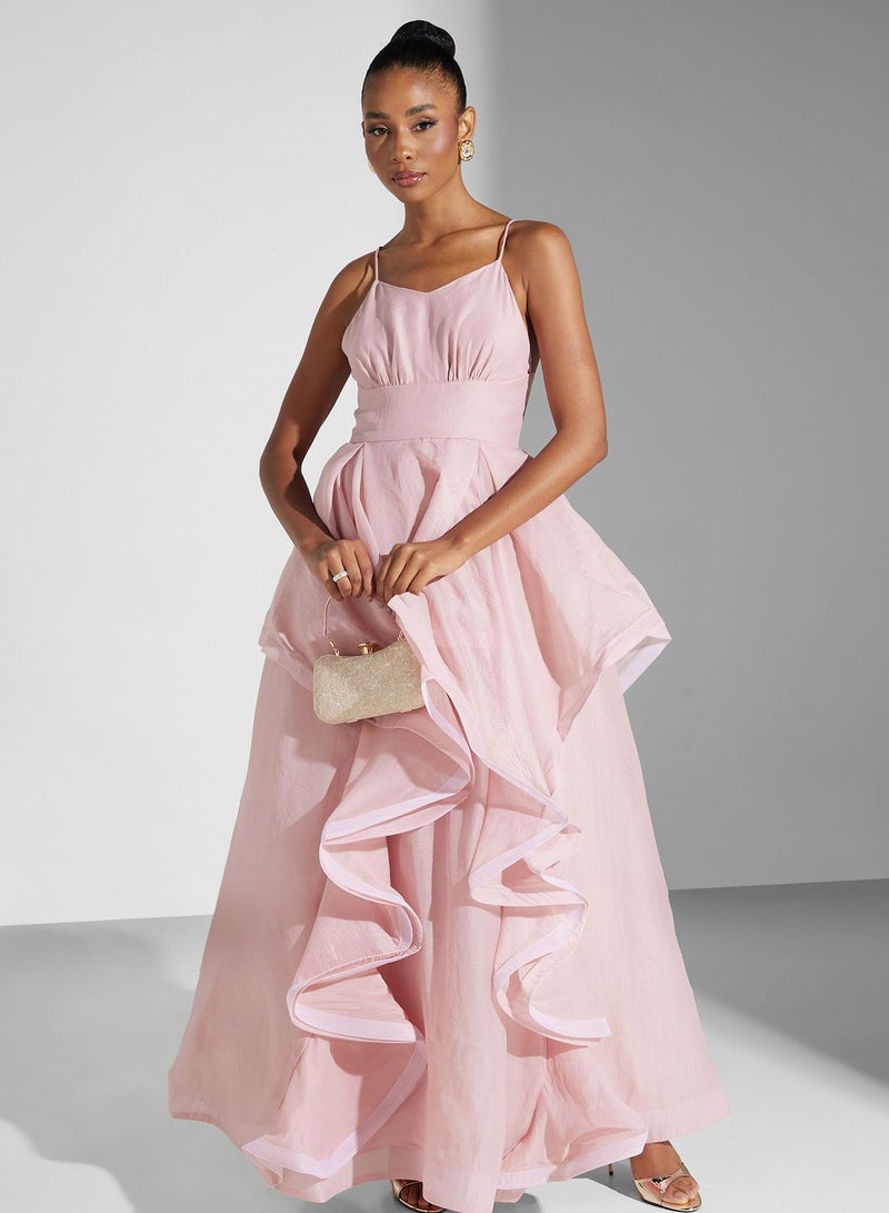 Cami Strap Ruffle Maxi Dress