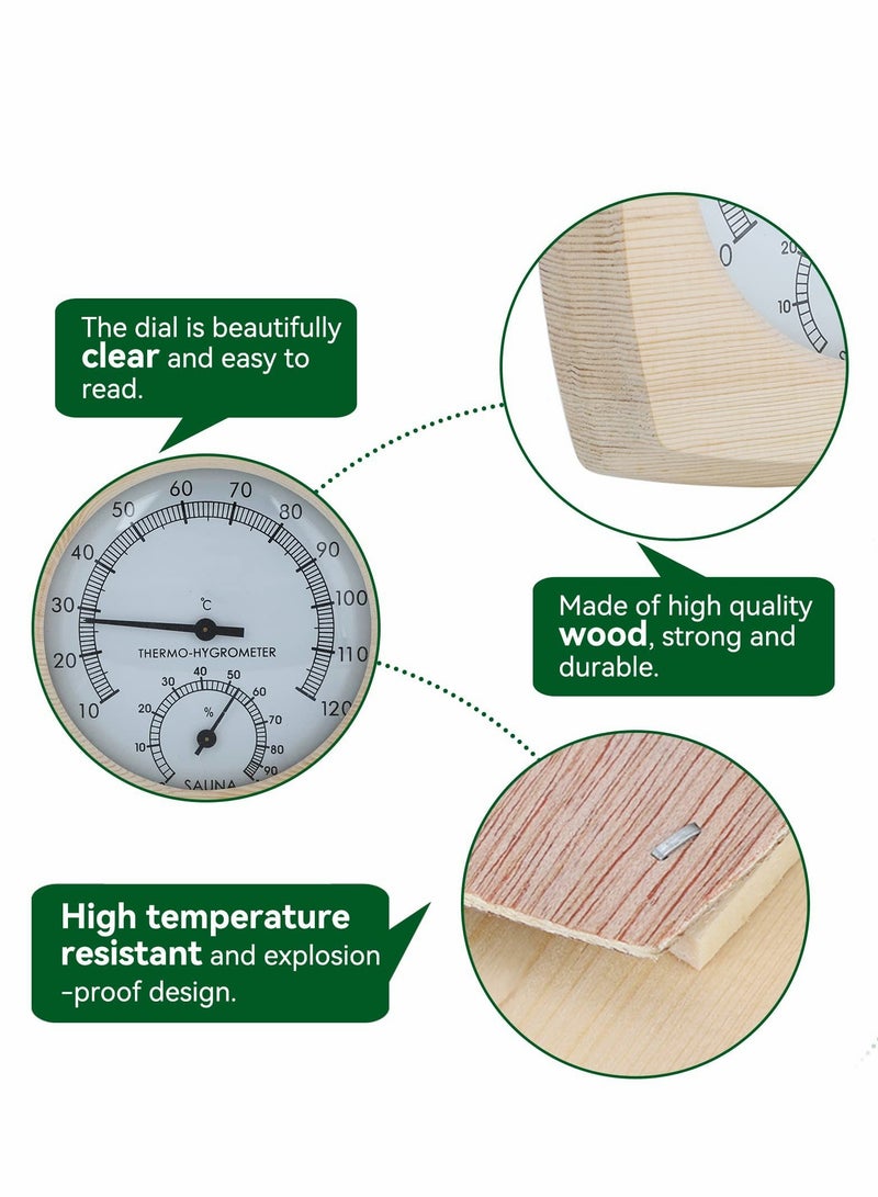 2-in-1 Wooden Sauna Thermometer & Hygrometer - Accurate Temperature & Humidity Meter for Sauna Accessories