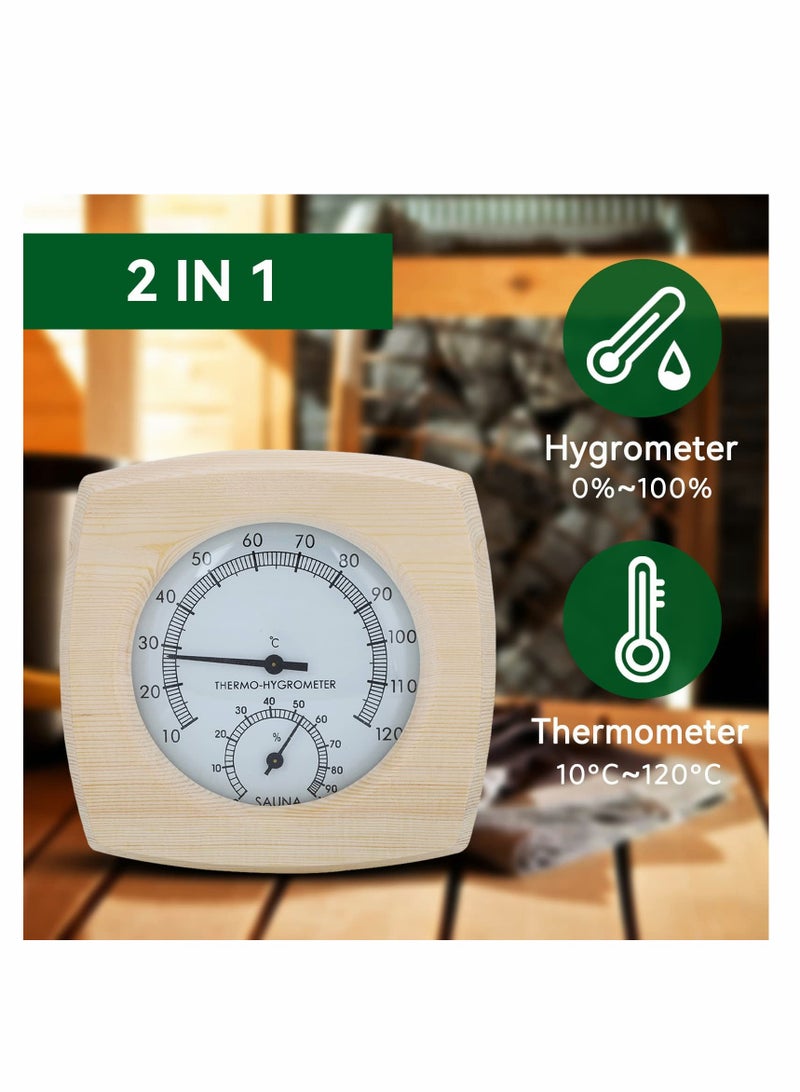 2-in-1 Wooden Sauna Thermometer & Hygrometer - Accurate Temperature & Humidity Meter for Sauna Accessories