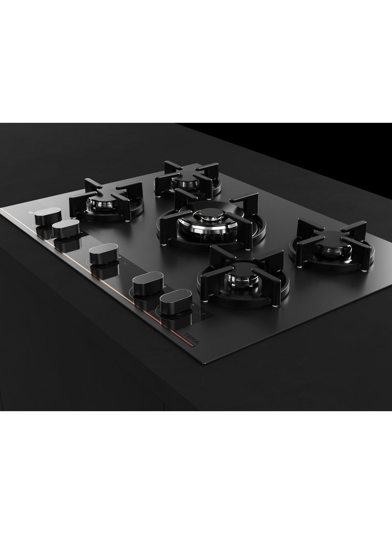 Built-in Gas on Glass Hob 5 Burners W/ Cast Iron Grids GBC 75 Special Infinity G1 Edition