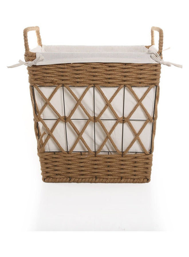 Rectangular Rope Hamper With Lining Natural 43x30x45cm