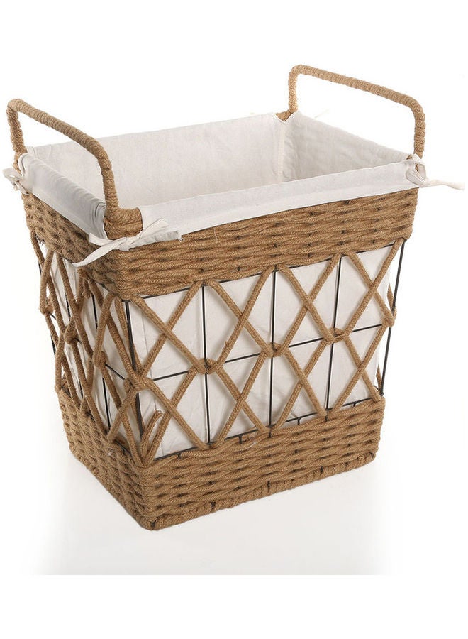 Rectangular Rope Hamper With Lining Natural 53x40x53cm