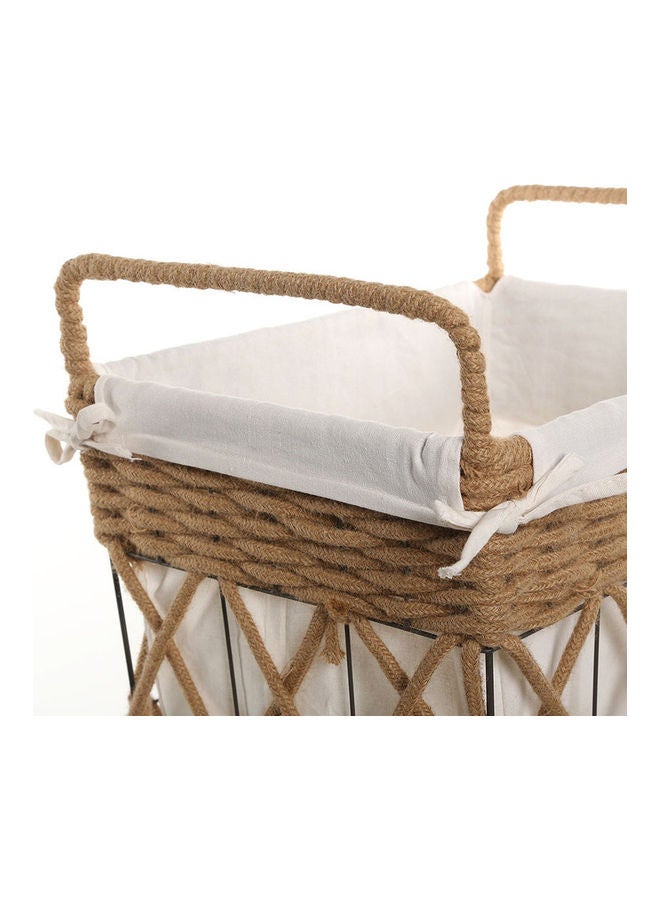 Rectangular Rope Hamper With Lining Natural 53x40x53cm