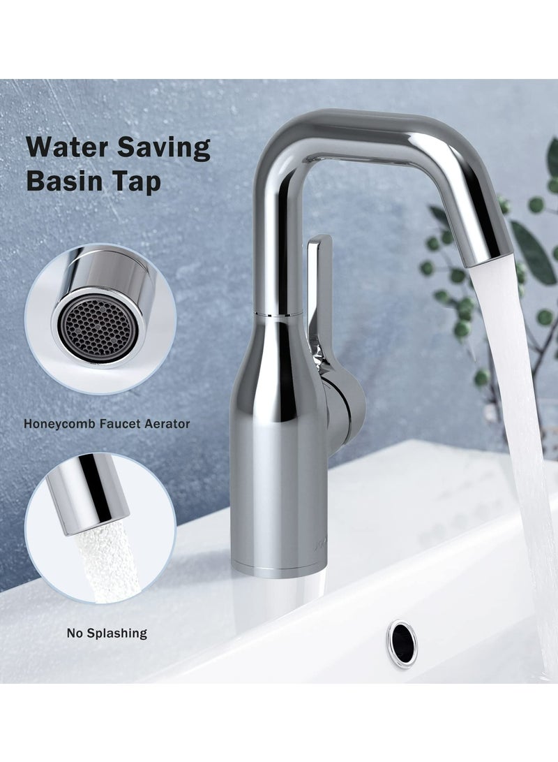 Bathroom Sink Faucet, Hot and Cold Single Lever Basin Mixer, Deck Mounted Lavatory Brass Tap, Washbasin Faucet Bathroom Fixtures