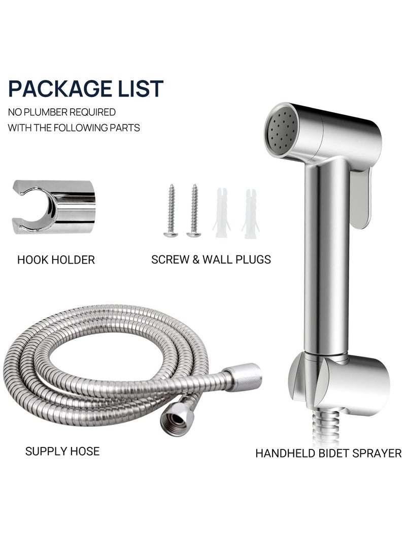 Bidet Shattaf Set, Copper Alloy Bidet Sprayer for Toilet with 47 inch Bidet Hose and Holder for Muslim Shower and Personal Hygiene