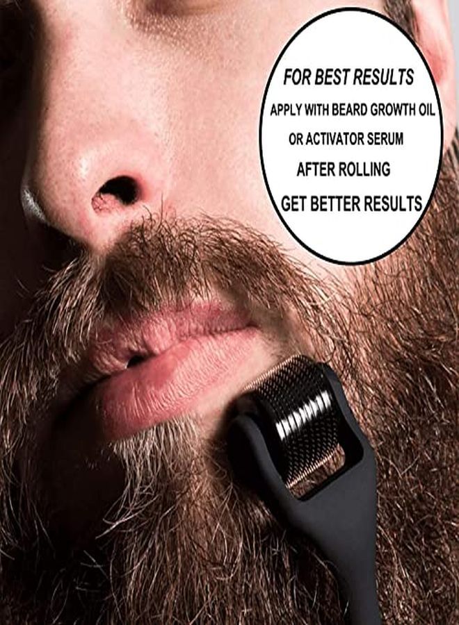 A Roller For Beard Growth For Men,Titanium Microneedling Roller For Patchy Hair Beard Growth For Home W/Storage Case