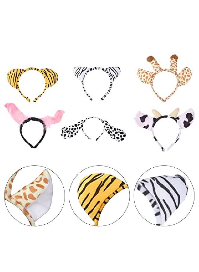 6Pcs Zoo Animal Headband Jungle Animals Ear Headband Party Favor Hair Accessories For Birthday Halloween Christmas