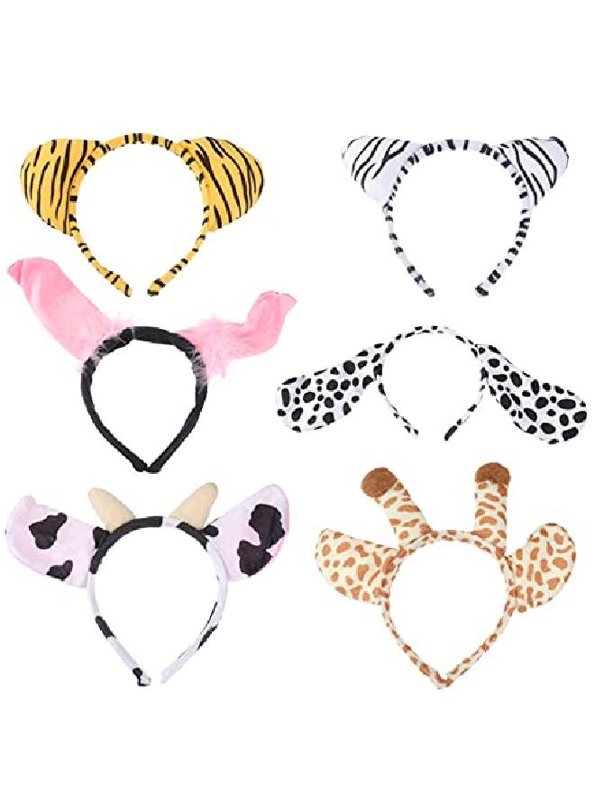 6Pcs Zoo Animal Headband Jungle Animals Ear Headband Party Favor Hair Accessories For Birthday Halloween Christmas