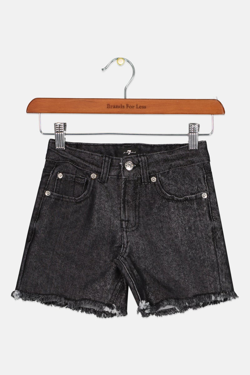 Kids Girl Dark Wash Denim Short, Black