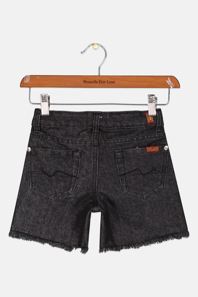 Kids Girl Dark Wash Denim Short, Black
