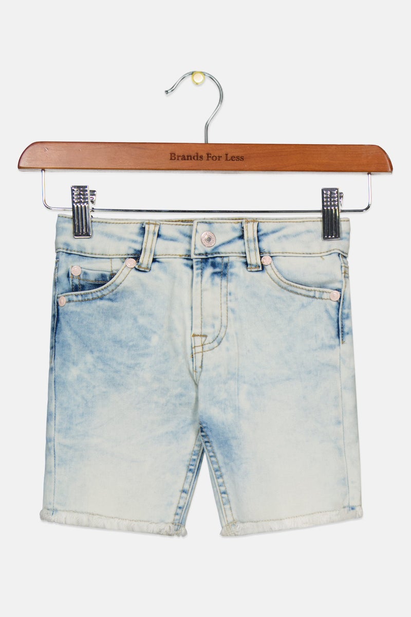 Kids Girl Washed Denim Shorts, Blue