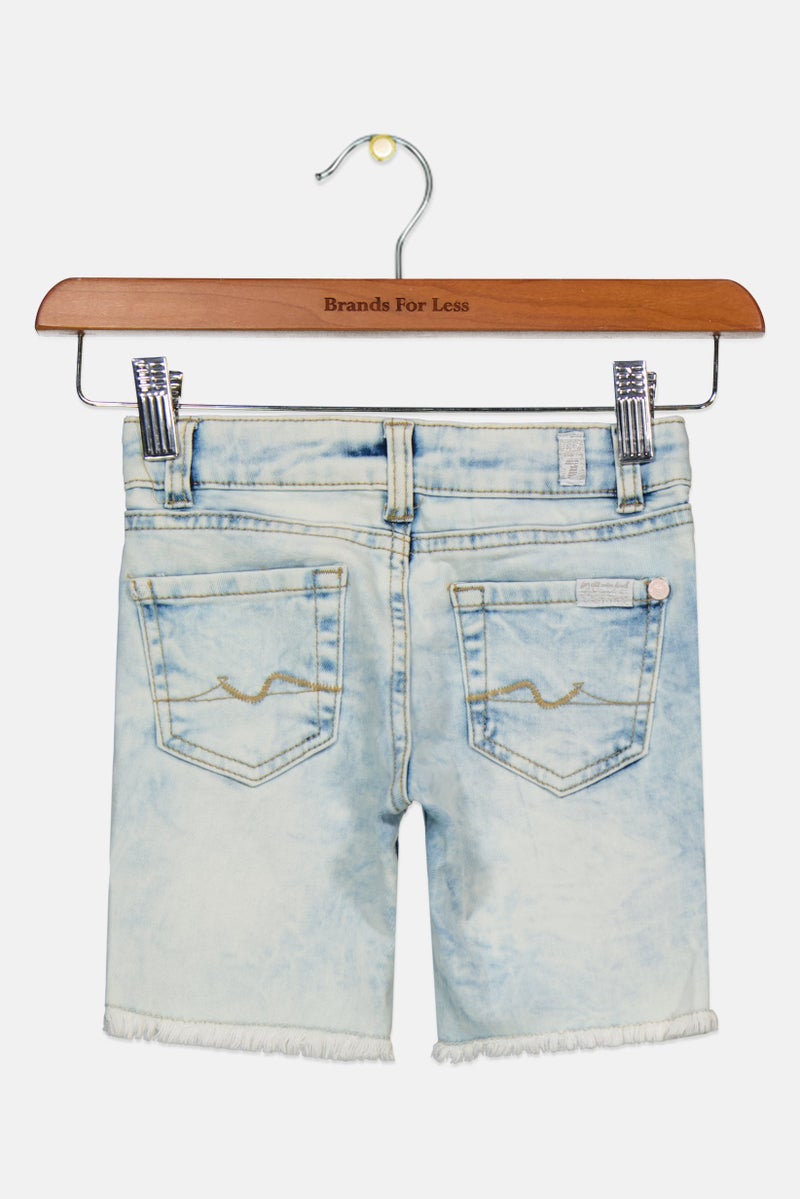 Kids Girl Washed Denim Shorts, Blue