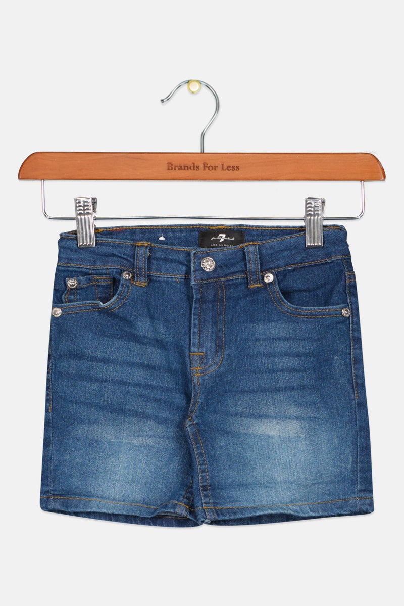 Kids Girl Washed Denim Short, Blue