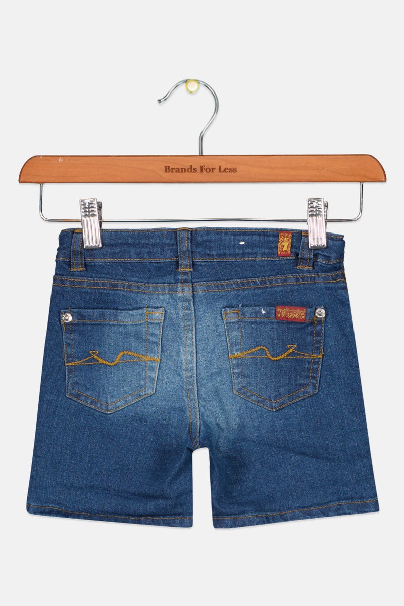 Kids Girl Washed Denim Short, Blue