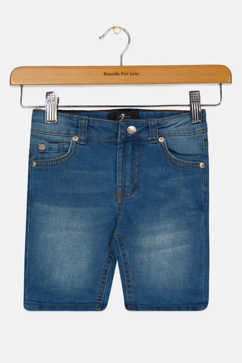 Kids Girl Solid Denim Shorts, Blue