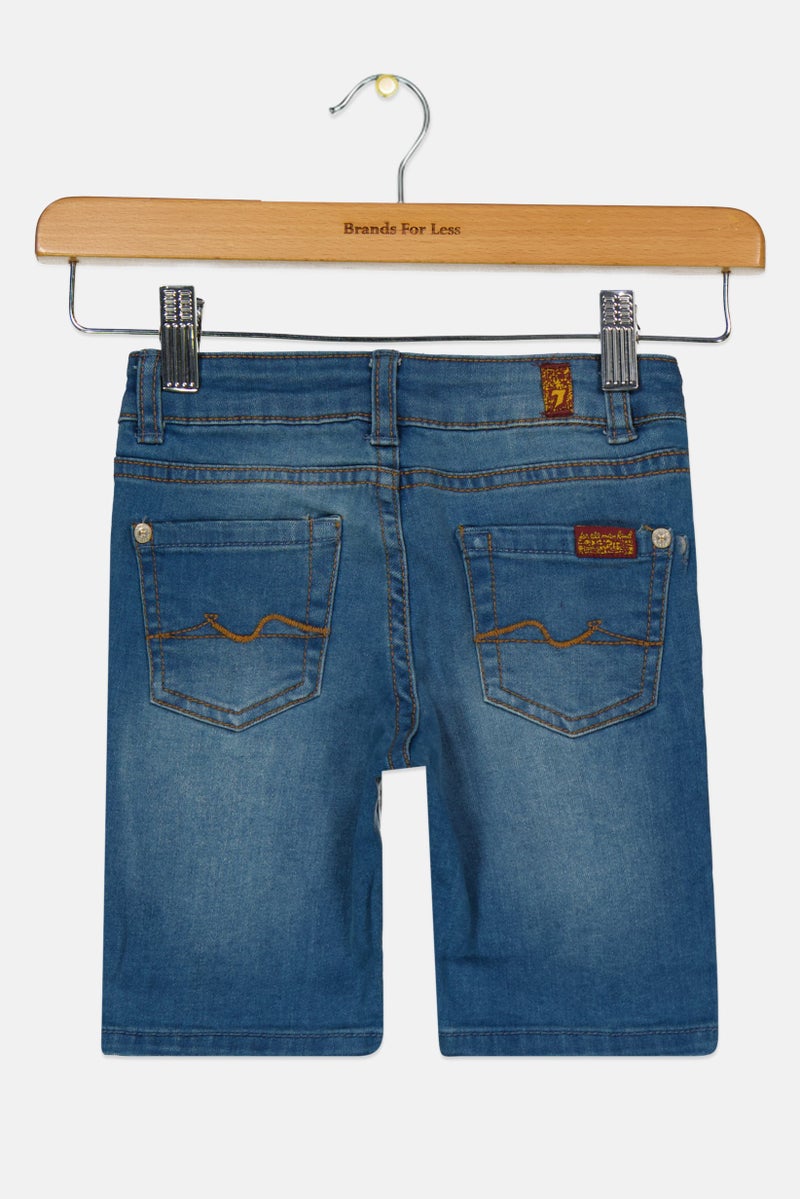Kids Girl Solid Denim Shorts, Blue