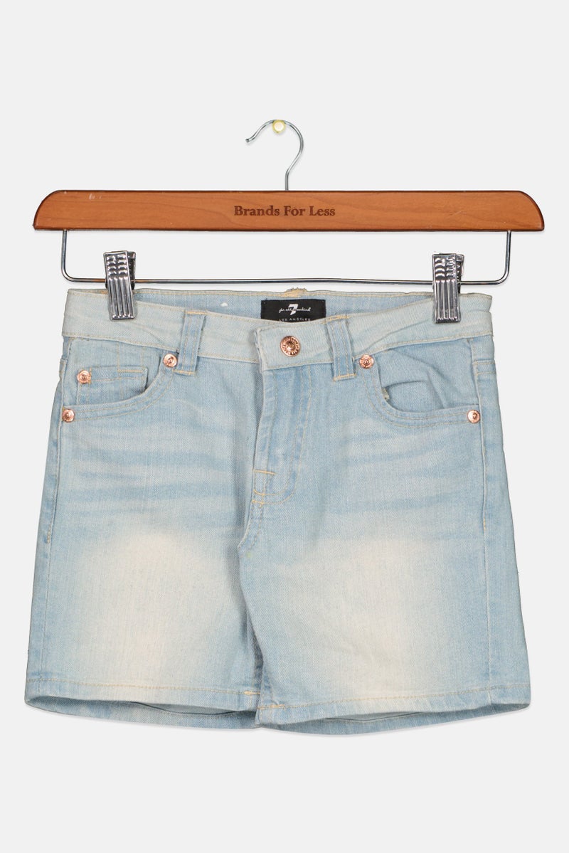 Kids Girl Washed Denim Short, Blue